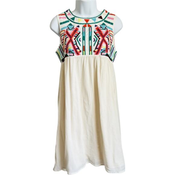 Anthropologie Gryphon Sleeveless Tapestry Cream Embroidered Dress size S *GOOD* - Picture 1 of 11